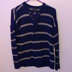 blue and grey sweater